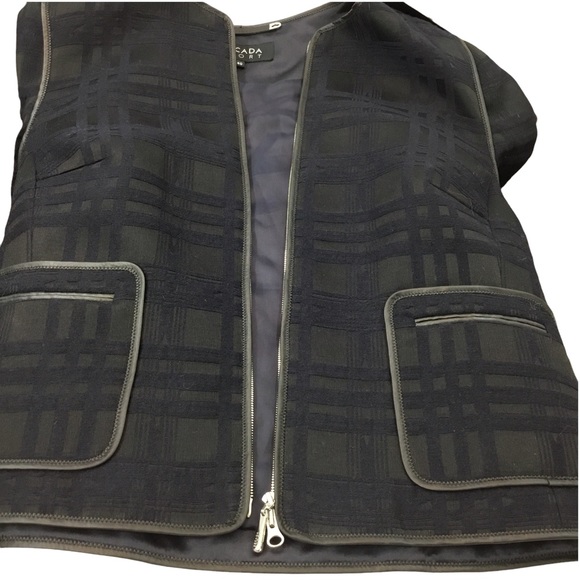 Escada Sport Wool Silk Blend Navy Black Textured Casual Full Zip Jacket Size 40 - Picture 8 of 12